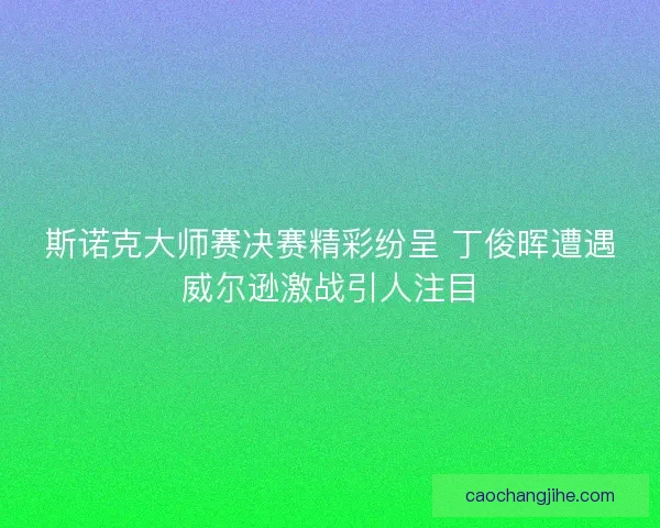 斯诺克大师赛决赛精彩纷呈 丁俊晖遭遇威尔逊激战引人注目