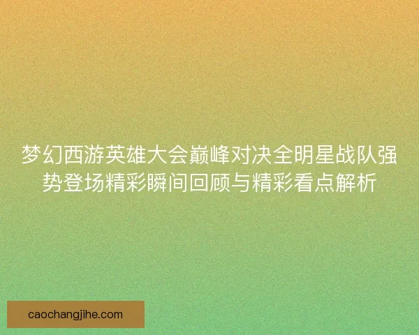 梦幻西游英雄大会巅峰对决全明星战队强势登场精彩瞬间回顾与精彩看点解析