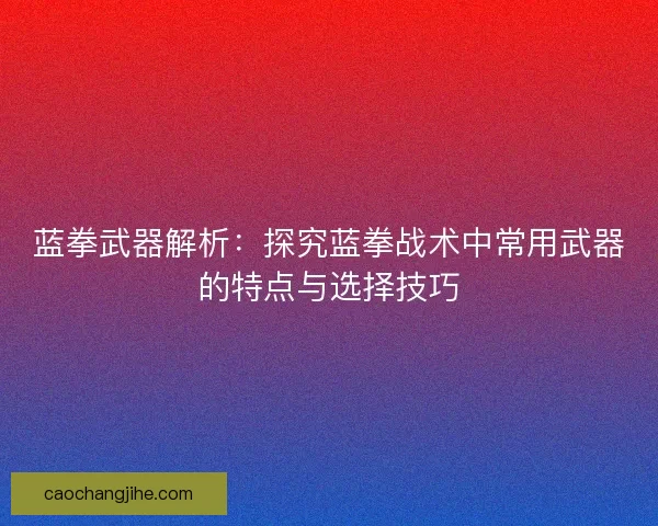 蓝拳武器解析：探究蓝拳战术中常用武器的特点与选择技巧