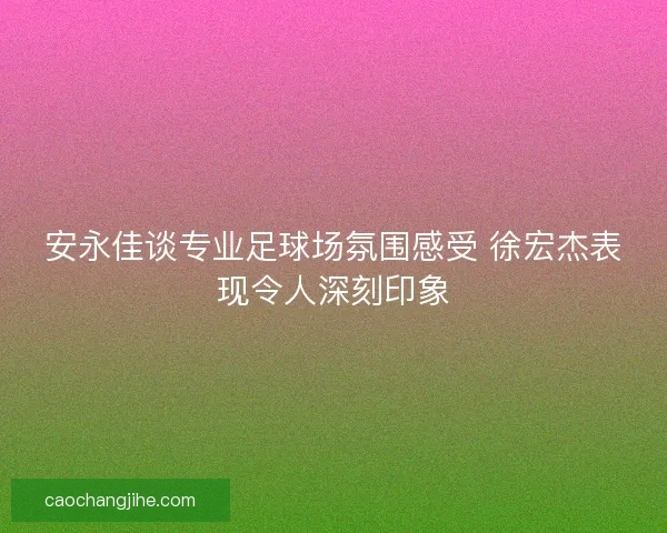 安永佳谈专业足球场氛围感受 徐宏杰表现令人深刻印象
