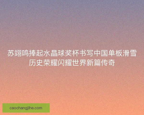 苏翊鸣捧起水晶球奖杯书写中国单板滑雪历史荣耀闪耀世界新篇传奇 苏翊鸣捧起水晶球奖杯书写中国单板滑雪历史荣耀闪耀世界新篇传奇
