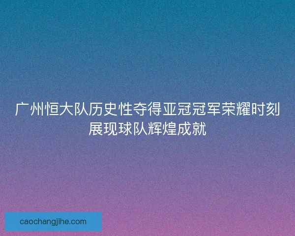 广州恒大队历史性夺得亚冠冠军荣耀时刻展现球队辉煌成就 广州恒大队历史性夺得亚冠冠军荣耀时刻展现球队辉煌成就