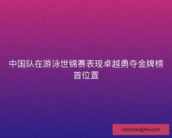 中国队在游泳世锦赛表现卓越勇夺金牌榜首位置